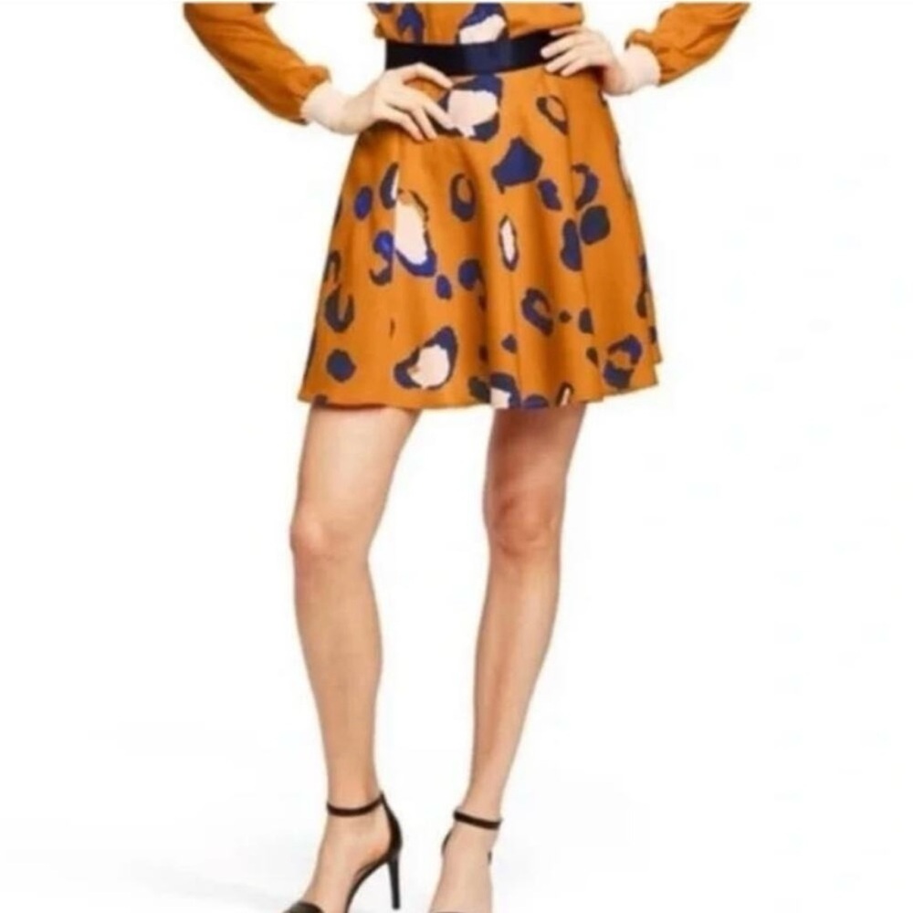 Phillip Lim x Target Animal Print High Waist A Line Mini Skirt Tan Leopard sz 10